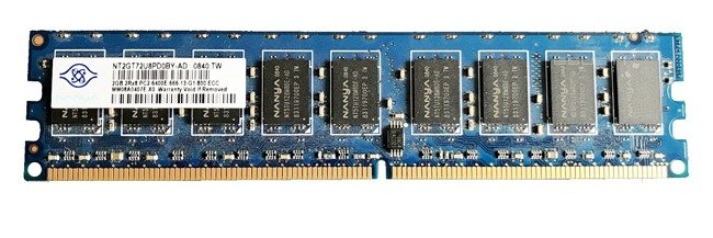 Memory RAM 1x 2GB Nanya ECC UNBUFFERED DDR2  800MHz PC2-6400 UDIMM | NT2GT72U8PD0BY-AD